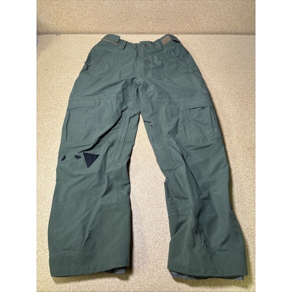 Men's Flylow Snow Winter Ski Pants Sz L Moss Green Repairs H1 - Picture 1 of 10